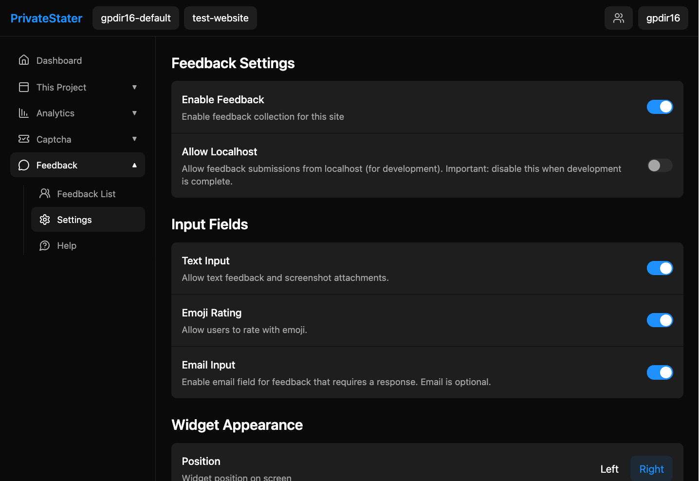 Feedback — collect reports with screenshots